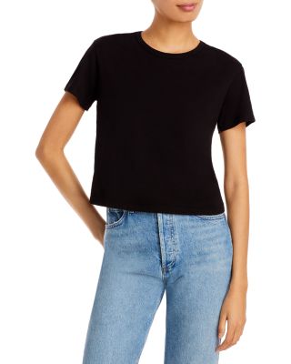 Monrow '50s Vintage Cropped Tee In Black