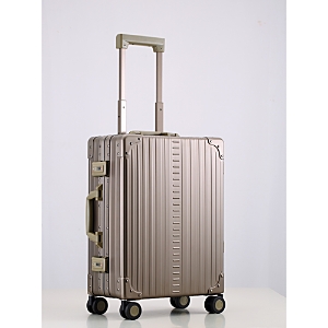 Aleon Aluminum International Carry On Spinner Suitcase In Brown