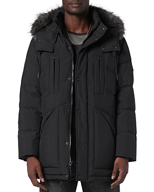 Shop Andrew Marc Tremont Hooded Faux Fur Coat In Black