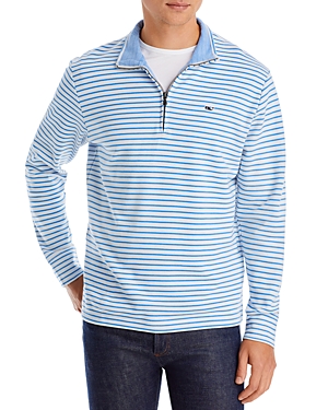 Vineyard Vines Saltwater Quarter Zip Sweater In Stripe Tide Blue