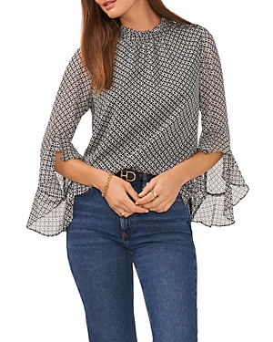 Vince Camuto Printed Ruffled Sleeve Blouse