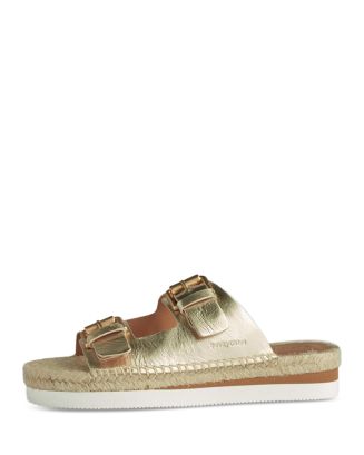 【関税込み】See by Chloe タン Glyn スライド See by Chloé Women's Glyn Double Buckle Gold Espadrille