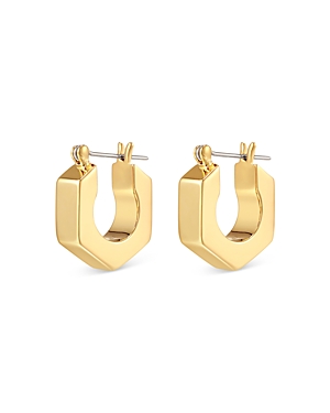 Luv Aj Hex Bolt Huggie Hoop Earrings in 14K Gold Plated