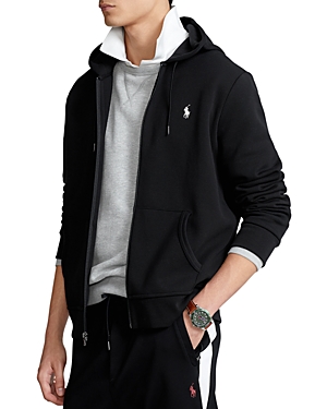 Shop Polo Ralph Lauren Double Knit Full Zip Hoodie In Black