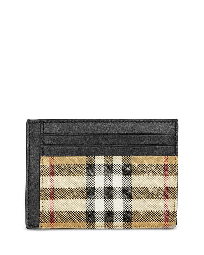 Burberry Vintage Check and Leather Money Clip Card Case 3 Slot