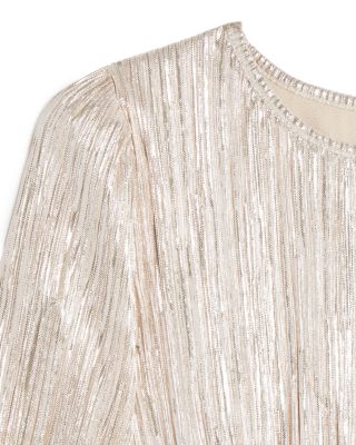 Girls' Metallic Plisse Long Sleeved Dress - Big Kid - Exclusive