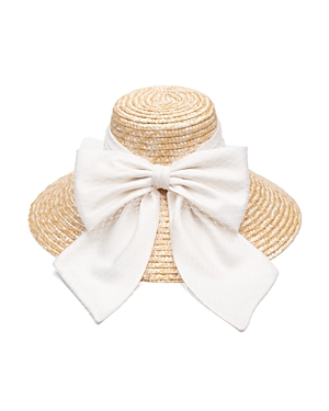 Eugenia Kim Mirabel Bow Straw Sun Hat In White/tan