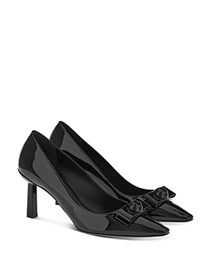 Ferragamo Katrin Patent Bow Pumps In Nero