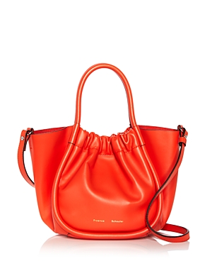 Proenza Schouler Ruched Top Handle Tote Bag In Papaya/silver