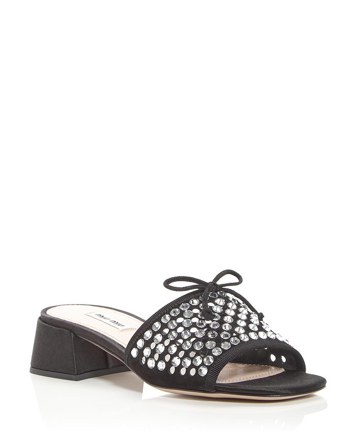 Miu Miu Women s Embellished Block Heel Slide Sandals Bloomingdale s