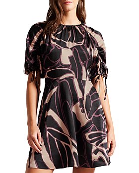 Ted Baker - Gilliaa Printed Puff Sleeve Fit and Flare Mini Dress