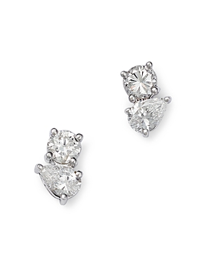 Bloomingdale's Diamond Pear & Round Stud Earrings in 14K White Gold, 0.40 ct. t.w. - 100% Exclusive