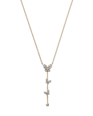 Bloomingdale's Diamond Butterfly Lariat Necklace In 14k Yellow Gold, 0.25 Ct. T.w. - 100% Exclusive