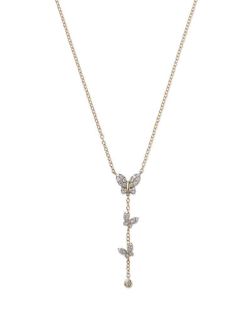 Bloomingdale's Diamond Butterfly Lariat Necklace In 14k Yellow Gold, 0.25 Ct. T. W. - Exclusive In Gold