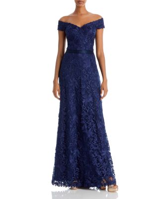 Off the Shoulder Gown Tadashi Shoji Lace Dress