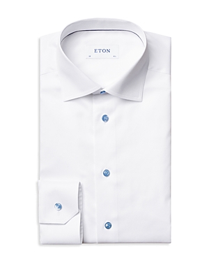 Shop Eton Slim Fit Twill Dress Shirt In White