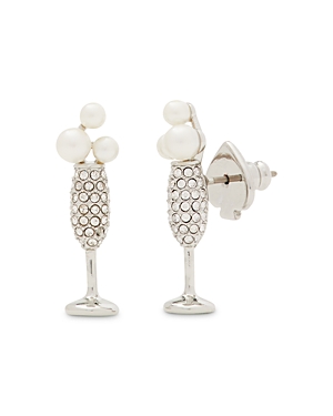 Kate Spade Cheers To That Studs In White/silver