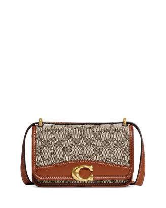 Buy the Coach Signature Monogram Jacquard Leather Mini Shoulder Bag Black