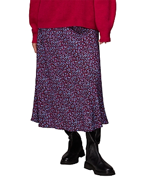 Shop Whistles Floral Garden Bias Cut Midi Skirt In Purple/multi