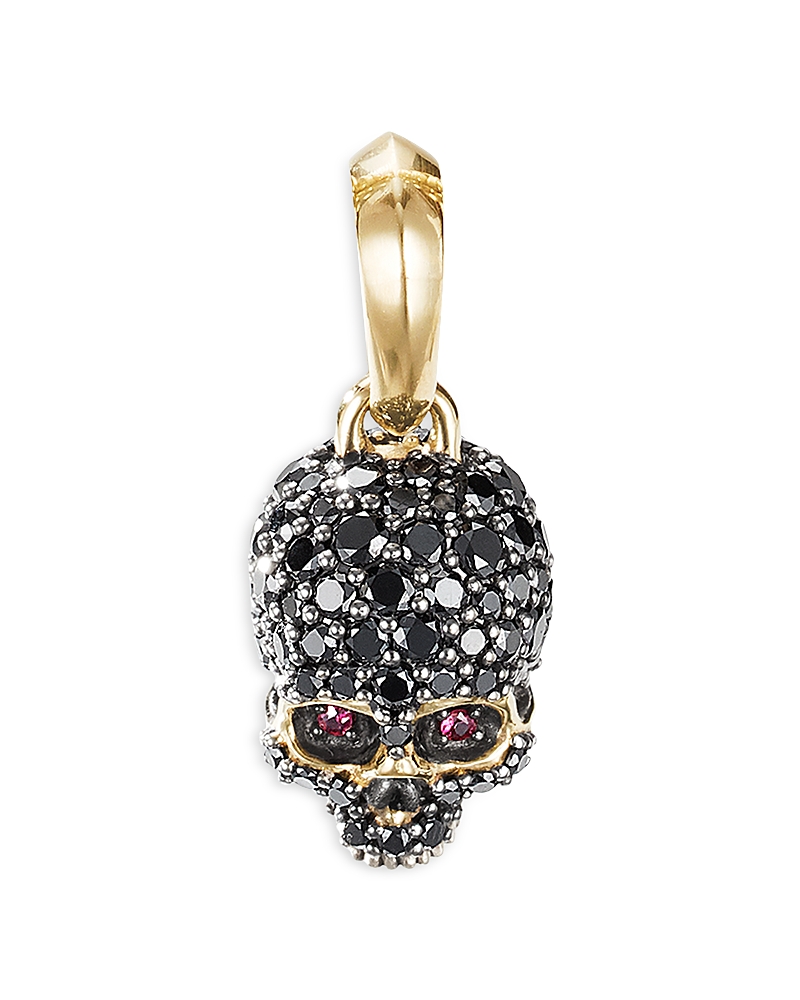 David Yurman Men's 18K Yellow Gold Pave Skull Amulet with Ruby & Diamonds · OS