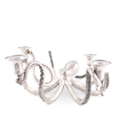 Four Taper Pewter Octopus Candelabrum