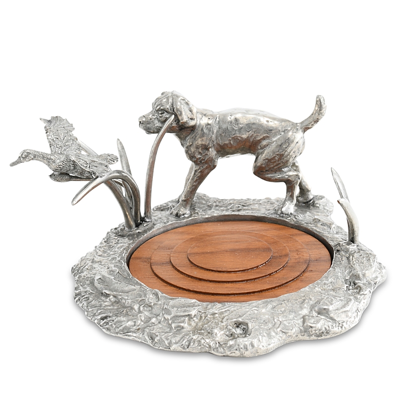 Vagabond House Labrador & Duck Wine Coaster In Pewter