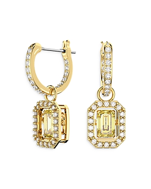 Shop Swarovski Millenia Huggie Hoop Drop Earrings In Yellow/gold