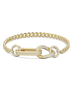 Shop Swarovski Dextera Mixed Chain Pave Bracelet In Gold