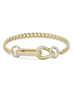 Swarovski Ladies Dextera Gold-tone Plated Mixed Links Pave Bracelet In Gold