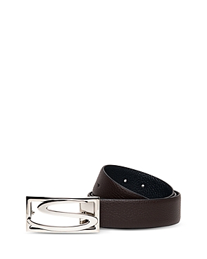 Shop Santoni Men's Leather Logo Buckle Belt In Black/brown