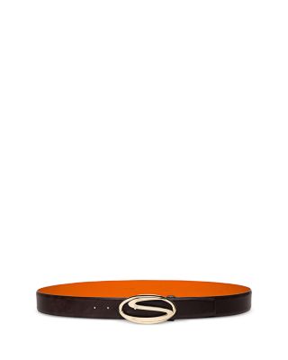 Men's Leather Logo Buckle Belt