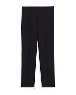 Theory Wool-Blend Straight Leg Pintucked Pants