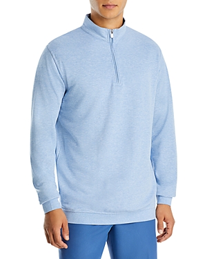 Peter Millar Comfort Interlock Quarter Zip Pullover In Cottage Blue