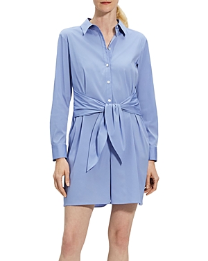 Theory Tie Waist Romper In Stretch Cotton In Regatta Multi