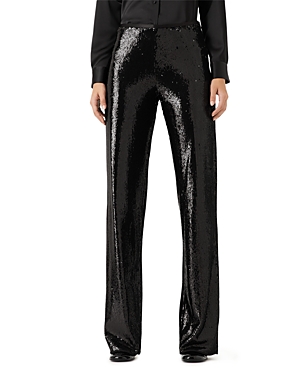 Armani Collezioni Emporio Armani Sequin Pants In Solid Black