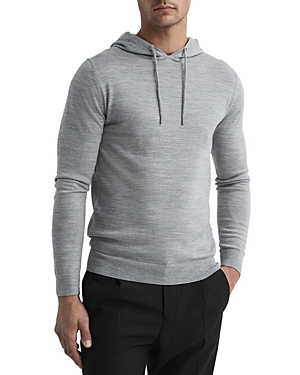 Reiss Holland Merino Wool Solid Regular Fit Hoodie In Soft Gray