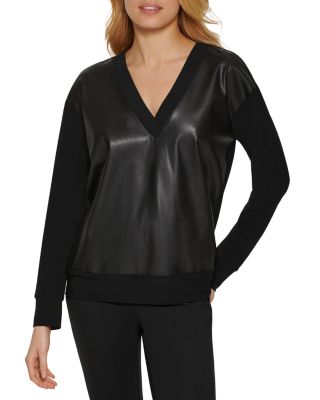 Faux leather sweatshirt hotsell