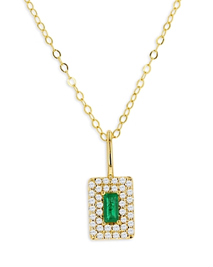 Moon & Meadow 14K Yellow Gold Emerald & Diamond Pave Pendant Necklace, 16-20