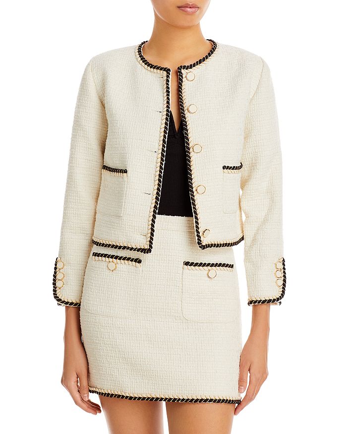 AQUA Braided Trim Tweed Jacket - 100% Exclusive | Bloomingdale's
