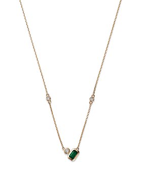 Bloomingdale's - Emerald and Diamond Accent Necklace in 14K Yellow Gold, 18"- 100% Exclusive