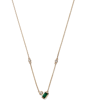 Bloomingdale's Emerald And Diamond Accent Necklace In 14k Yellow Gold, 18- 100% Exclusive In Green/gold