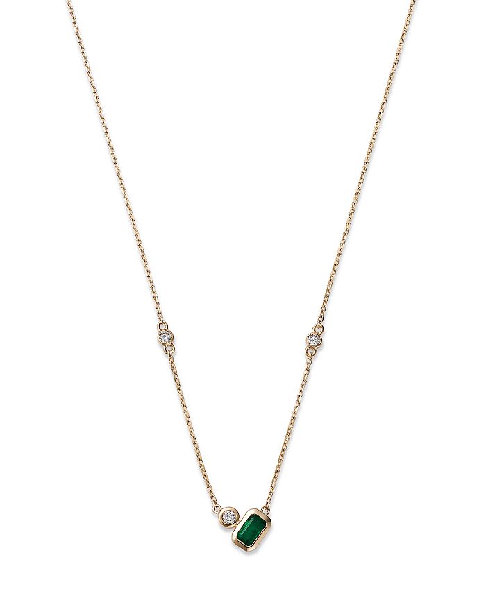 Bloomingdale's - Emerald and Diamond Accent Necklace in 14K Yellow Gold, 18"- 100% Exclusive