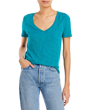 Atm Anthony Thomas Melillo Short Sleeve V-neck Tee In Empress Teal