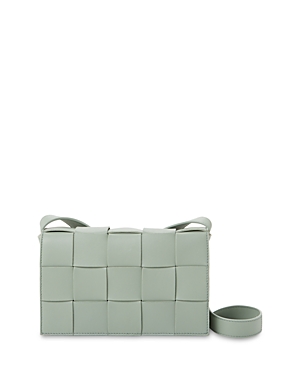 Bottega Veneta Cassette Leather Crossbody In New Sage/gold