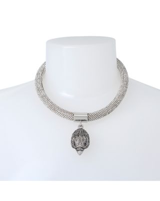 Shimmer Mesh Rope Eagle Collar Necklace, 16"