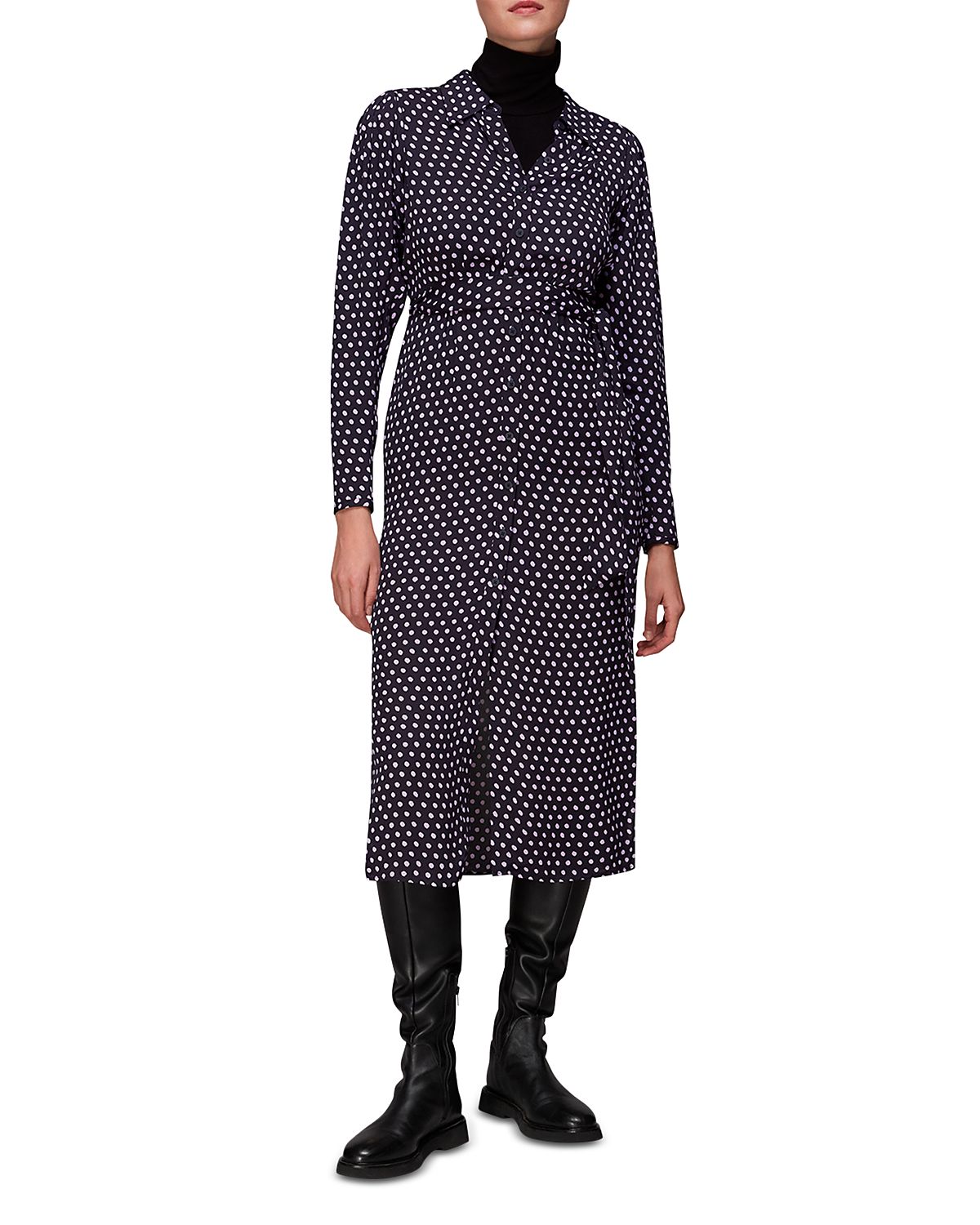 Whistles Dotted Spot Print Shirt Dress