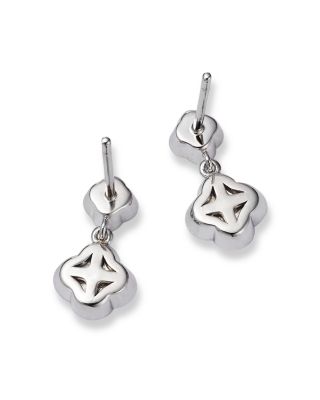 Diamond Clover Drop Earrings 14K White Gold, 0.50 tcw 