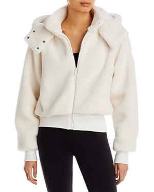 Shop Alo Yoga Foxy Sherpa Hooded Jacket In Ivory
