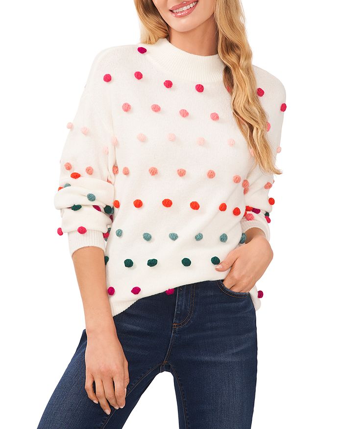 CeCe Rainbow Pom Pom Sweater | Bloomingdale's