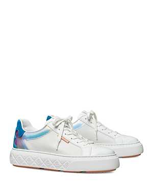 Shop Tory Burch Women's Ladybug Low Top Sneakers In White/iridescent/blue
